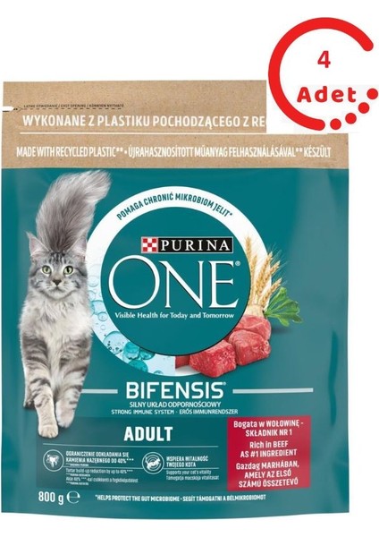 One Sığır Etli Yetişkin Kedi Maması 800 gr x 4 Adet