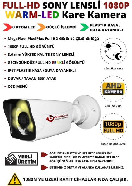 8 Kameralı Gece Renkli Warm-Led Kamera Seti 100GB Harddisk -8K0D