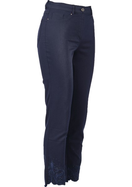 Minimalist Nakışlı Kadın Pantolon - Yüksek Bel Midi fiyatları