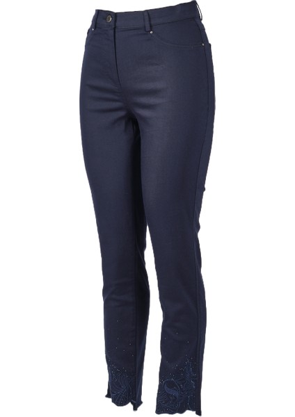 Minimalist Nakışlı Kadın Pantolon - Yüksek Bel Midi modelleri