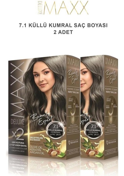 Maxx Deluxe Saç Boyası 7.1 Küllü Kumral  X2