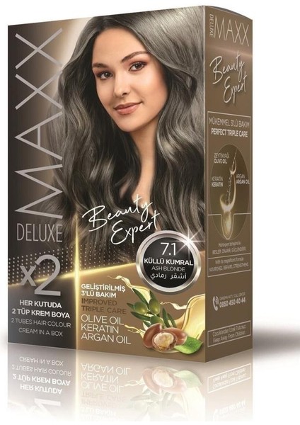 Maxx Deluxe Saç Boyası 7.1 Küllü Kumral  X2