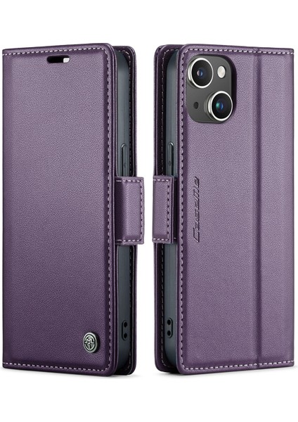 iPhone 13 Mini Için Pu Deri Standli Cüzdan Flip Telefon Kılıfı - Mor (Yurt Dışından)