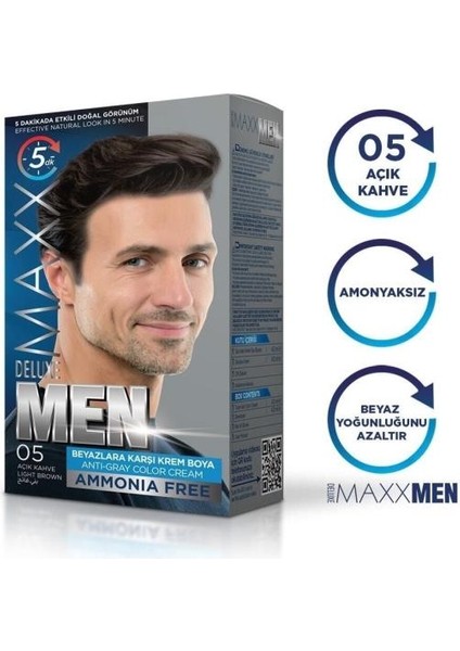 Maxx Deluxe Erkek Saç Boyası 05 Açık Kahve X2