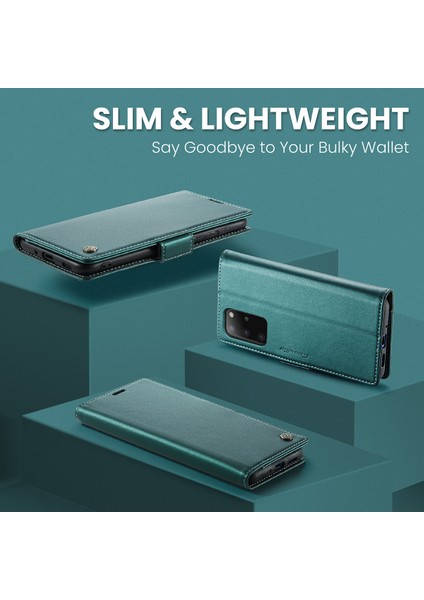Samsung Galaxy S20 Plus Için Pu Deri Standli Cüzdan Flip Telefon Kılıfı - Yeşil (Yurt Dışından)