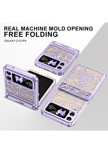 Samsung Galaxy Z Flip 3 5g Için Sert Pc Şeffaf Yıldız Telefon Kılıfı Menteşe Korumalı Mor (Yurt Dışından)
