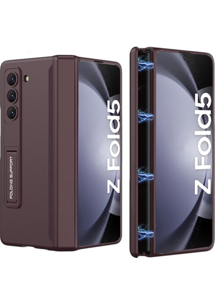 Samsung Galaxy Z Fold 5 Için Manyetik Menteşe Koruma Standı Her Şey Dahil Telefon Kılıfı Kırmızı (Yurt Dışından)