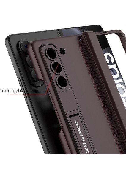 Samsung Galaxy Z Fold 5 Için Manyetik Menteşe Koruma Standı Her Şey Dahil Telefon Kılıfı Kırmızı (Yurt Dışından)