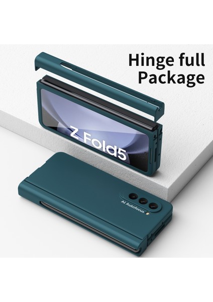 Samsung Galaxy Z Fold 5 Için Menteşe Korumalı Sert Pc Telefon Kılıfı , Ekran Koruyucu ve Kalemlik Yeşil (Yurt Dışından)