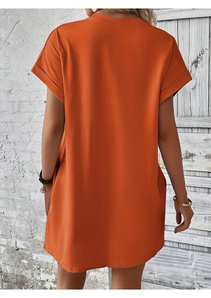 Kadın Kısa Kollu Bisiklet Yaka Kelebek Baskılı Cep Detay Viskon Elbise fiyatları