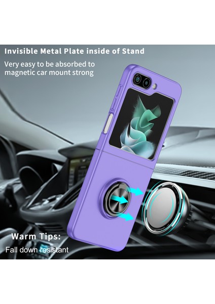 Samsung Galaxy Z Flip 5 Için Halkalı Standlı Ince Sert Pc Telefon Kılıfı Mor (Yurt Dışından) fiyatları