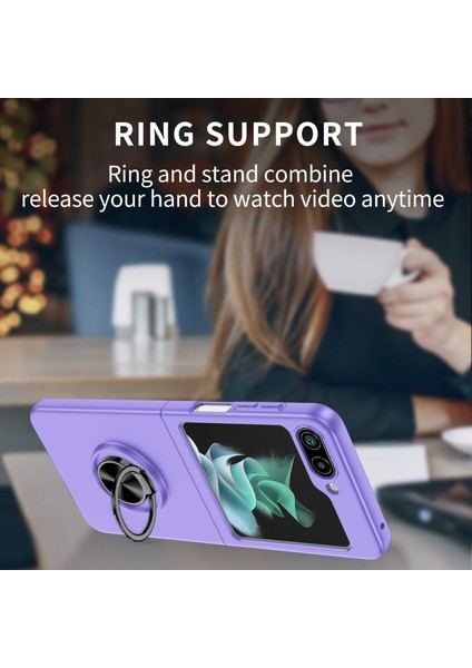Samsung Galaxy Z Flip 5 Için Halkalı Standlı Ince Sert Pc Telefon Kılıfı Mor (Yurt Dışından) modelleri
