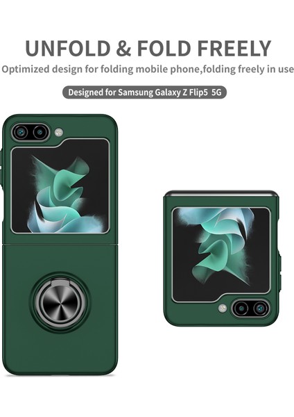 Samsung Galaxy Z Flip 5 Için Halkalı Standlı Ince Sert Pc Telefon Kılıfı Yeşil (Yurt Dışından) indirimleri