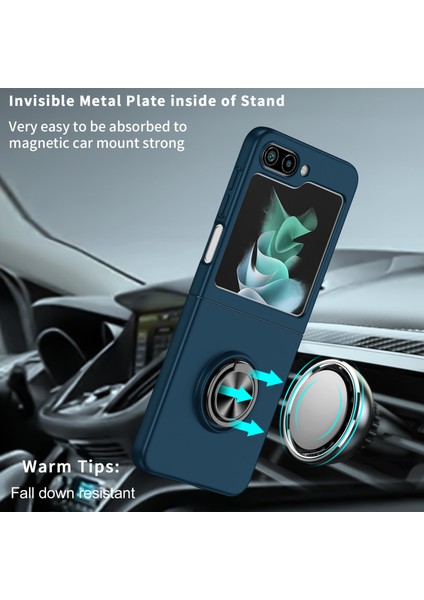 Samsung Galaxy Z Flip 5 Için Halkalı Standlı Ince Sert Pc Telefon Kılıfı Lacivert (Yurt Dışından) fiyatları