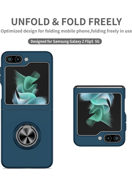 Samsung Galaxy Z Flip 5 Için Halkalı Standlı Ince Sert Pc Telefon Kılıfı Lacivert (Yurt Dışından) indirimleri