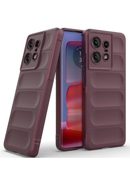 Motorola Edge 50 Pro Için Kaymaz Yumuşak Silikon Telefon Kılıfı - Koyu Kırmızı (Yurt Dışından)