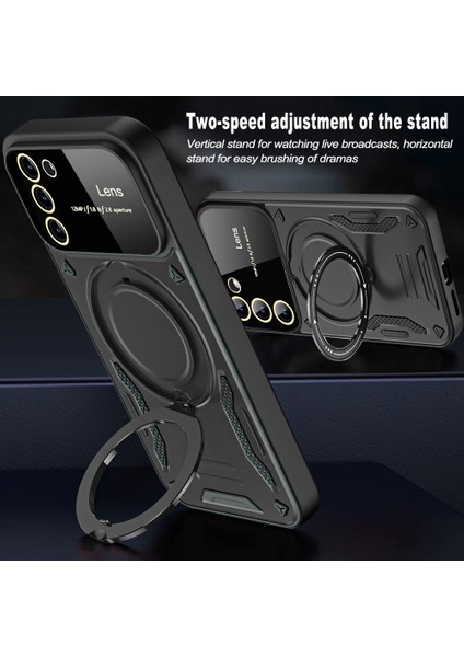 Samsung Galaxy S23 Için Çift Katmanlı Manyetik Halka Lens Standı Telefon Kılıfı - Rose Gold (Yurt Dışından) indirimleri