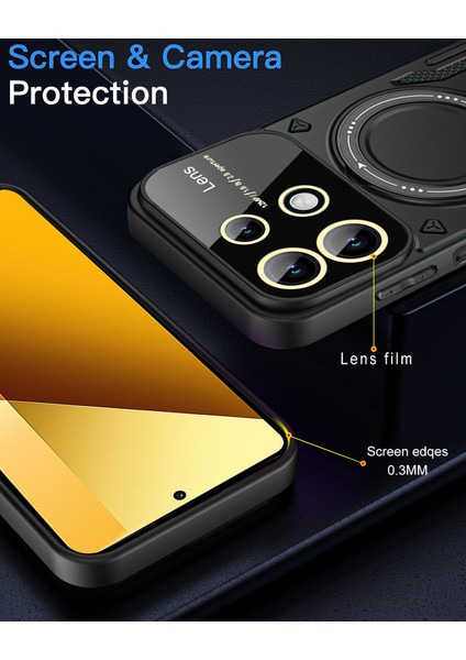 Xiaomi Redmi Note 13 5g Için Çift Katmanlı Manyetik Halka Lens Standı Telefon Kılıfı - Kırmızı (Yurt Dışından) indirimleri