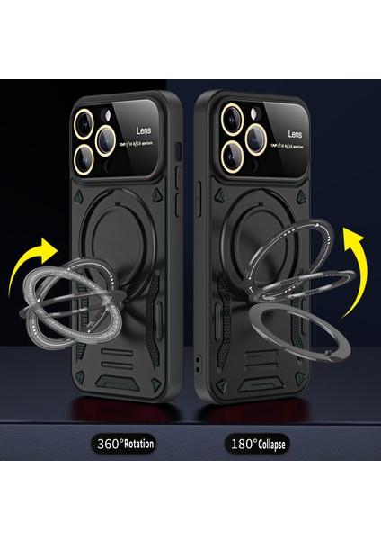 iPhone 14 Pro Için Çift Katmanlı Manyetik Halka Lens Standı Telefon Kılıfı - Mavi (Yurt Dışından) modelleri