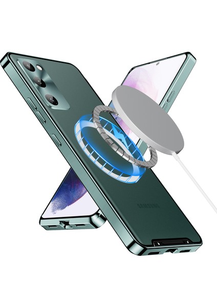 Samsung Galaxy S20 Fe 5g Için Metal Pc Arka Lens Koruma Manyetik Kablosuz Şarj Cihazı Telefon Kılıfı Yeşil (Yurt Dışından)
