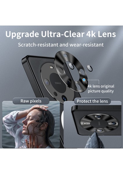 Huawei Mate 60 Için Metal Pc Arka Lens Koruma Manyetik Kablosuz Şarj Cihazı Telefon Kılıfı Siyah (Yurt Dışından) modelleri