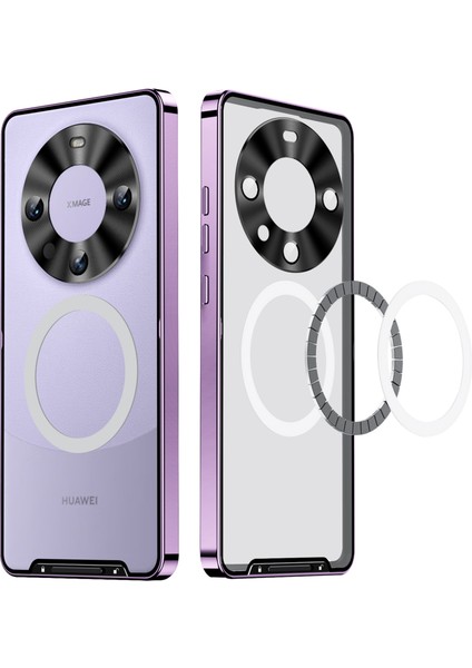 Huawei Mate 60 Için Metal Pc Arka Lens Koruma Manyetik Kablosuz Şarj Cihazı Telefon Kılıfı Mor (Yurt Dışından) fiyatları