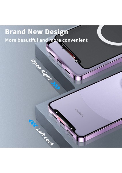 Huawei Mate 60 Için Metal Pc Arka Lens Koruma Manyetik Kablosuz Şarj Cihazı Telefon Kılıfı Mor (Yurt Dışından) indirimleri