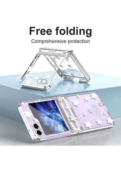 Samsung Galaxy Z Flip 5 Için Sert Pc Şeffaf Yıldız Telefon Kılıfı Menteşe Korumalı Gümüş (Yurt Dışından) fiyatları