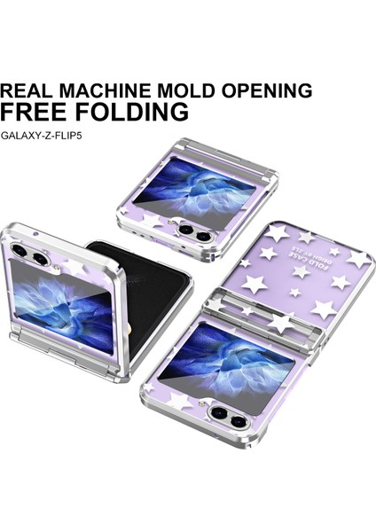 Samsung Galaxy Z Flip 5 Için Sert Pc Şeffaf Yıldız Telefon Kılıfı Menteşe Korumalı Gümüş (Yurt Dışından) modelleri