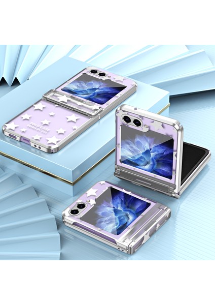 Samsung Galaxy Z Flip 5 Için Sert Pc Şeffaf Yıldız Telefon Kılıfı Menteşe Korumalı Gümüş (Yurt Dışından) fırsatları