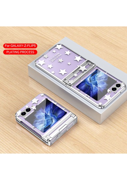Samsung Galaxy Z Flip 5 Için Sert Pc Şeffaf Yıldız Telefon Kılıfı Menteşe Korumalı Gümüş (Yurt Dışından) indirimleri