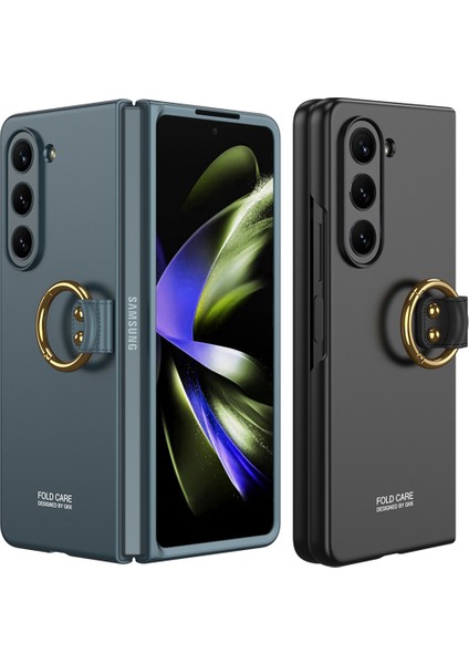 Samsung Galaxy Z Fold 5 Için Halka Tutuculu Ince Sert Pc Mat Telefon Kılıfı Yeşil (Yurt Dışından)