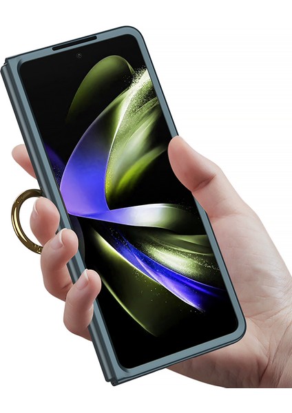 Samsung Galaxy Z Fold 5 Için Halka Tutuculu Ince Sert Pc Mat Telefon Kılıfı Yeşil (Yurt Dışından)