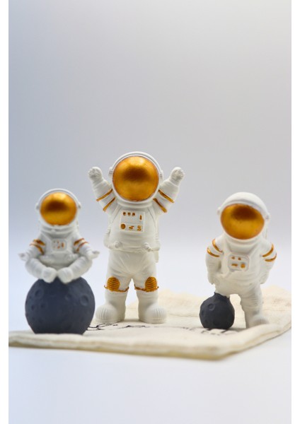 Astronot 3'lü Set Biblo Dekorasyon-El Yapımı-Masa Boy modelleri