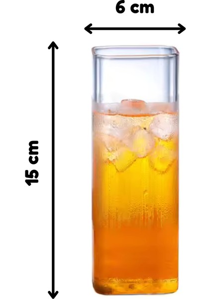 Yeni Stil Kare Cam Latte,kahve,meşrubat,smoothie Bardağı 450 ml 4 Adet