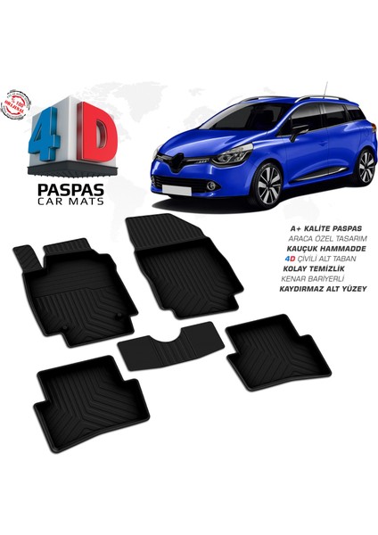 Renault Clio 4 Sw Ferrous 4d Havuzlu Kauçuk Paspas 2012 2019