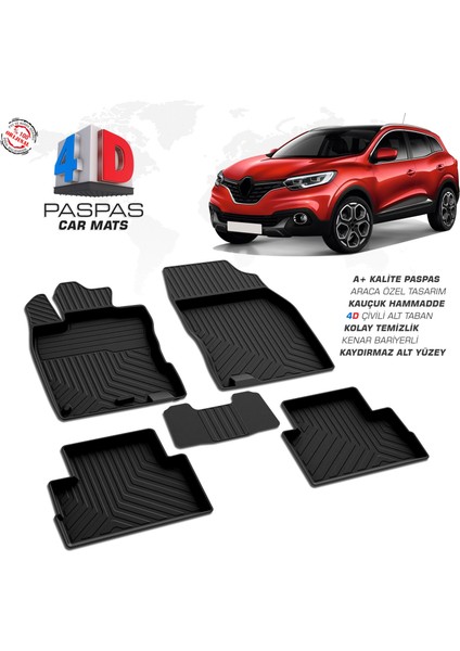 RK Carshop Renault Kadjar 1 Ferrous 4d Havuzlu Kauçuk Paspas 2014 2018