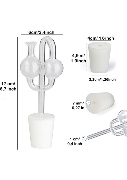 6 adet Küçük Damacana Silikon Tıpa ve Cam Hava Kilidi Elyapımı Handmade