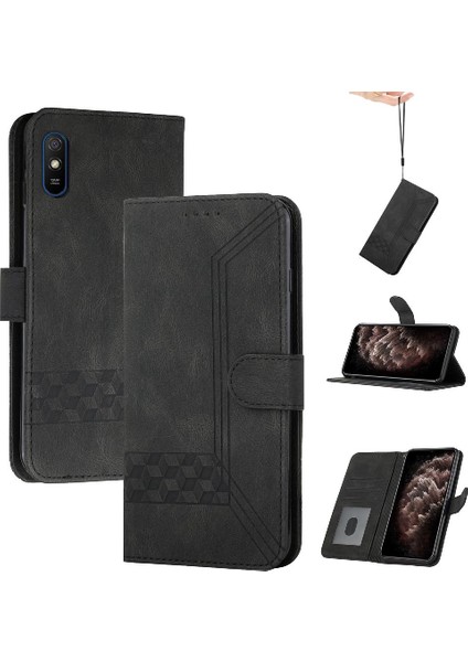 Kullanışlı Stand Özelliği ile Xiaomi Redmi 9A Cüzdan Kılıf Pu Deri Kart Kapağı ile Uyumlu (Yurt Dışından)