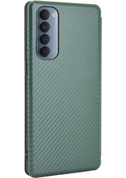 Oppo Reno4 Pro 4g Için Kılıf Tam Koruma Manyetik Karbon Fiber Deri (Yurt Dışından)