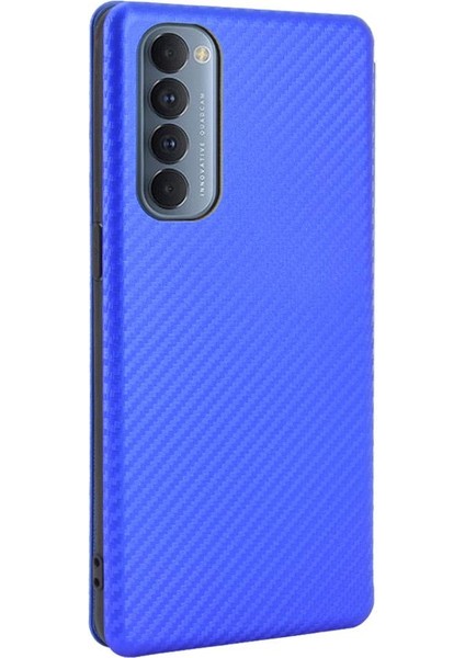 Oppo Reno4 Pro 4g Için Kılıf Tam Koruma Manyetik Karbon Fiber Deri (Yurt Dışından)