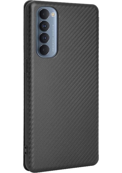 Oppo Reno4 Pro 4g Için Kılıf Tam Koruma Manyetik Karbon Fiber Deri (Yurt Dışından)