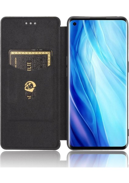 Oppo Reno4 Pro 4g Için Kılıf Tam Koruma Manyetik Karbon Fiber Deri (Yurt Dışından)