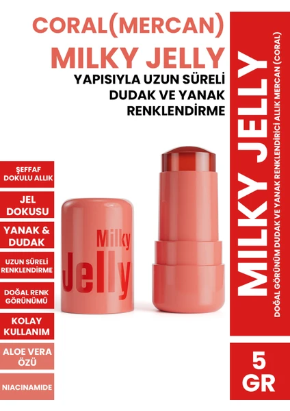 Procsın Milky Jelly Doğal Görünüm Dudak ve Yanak Renklendirici Allık Mercan (Coral) 5 gr