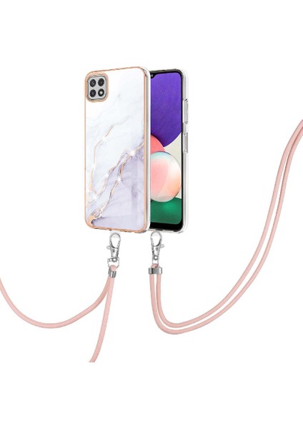 Samsung Galaxy A22 5g Crossbody Kordon Askısı Mermer Anti-Scratch Için Kılıf (Yurt Dışından)