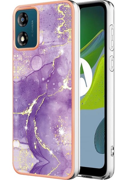 Motorola Moto E7 Güç Koruma Yumuşak Tampon Mermer Desen Ince (Yurt Dışından)