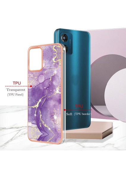 Motorola Moto E7 Güç Koruma Yumuşak Tampon Mermer Desen Ince (Yurt Dışından)