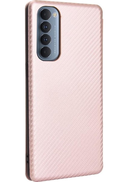 Oppo Reno4 Pro 4g Için Kılıf Tam Koruma Manyetik Karbon Fiber Deri (Yurt Dışından)