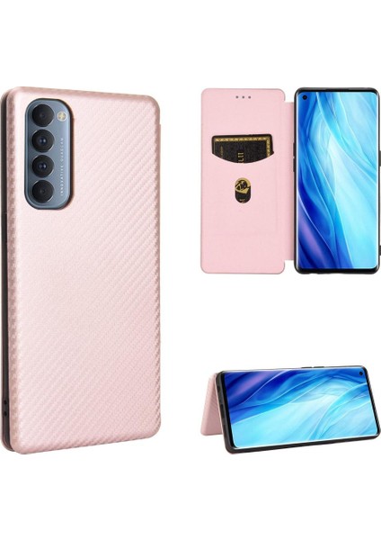 Oppo Reno4 Pro 4g Için Kılıf Tam Koruma Manyetik Karbon Fiber Deri (Yurt Dışından)
