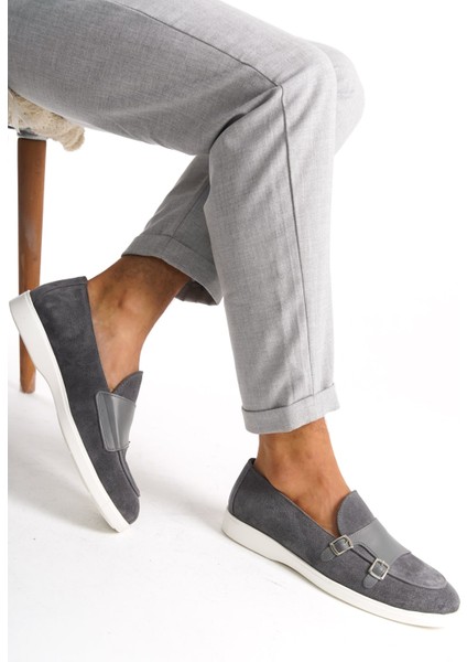 Hakiki Deri MBKRY105-GR Erkek Toka Detay Gri Loafer fiyatları